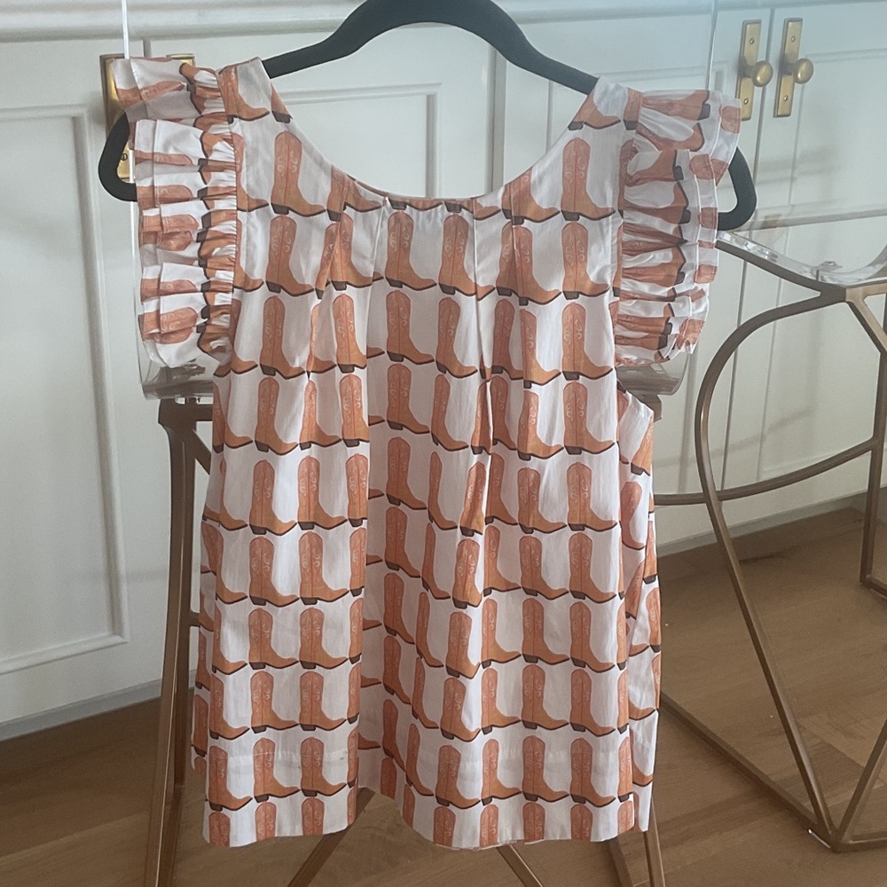 Elegant Orange Ruffle Sleeve Blouse